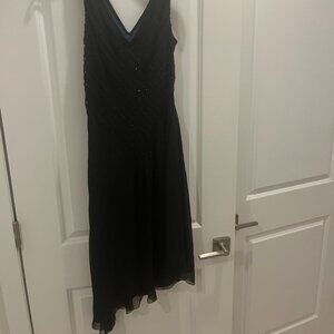 Adrianna Papell Black Silk Multi-color Beaded Formal Dress Size 6